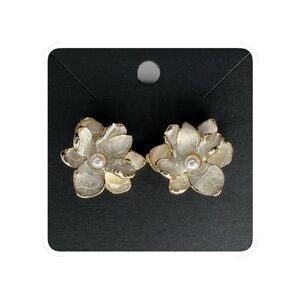 Floral Enamel and Pearl Earrings